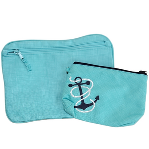 Thirty-One Set: Pocket-A-Tote Turquoise Cross Pop & Mini Zip Pouch